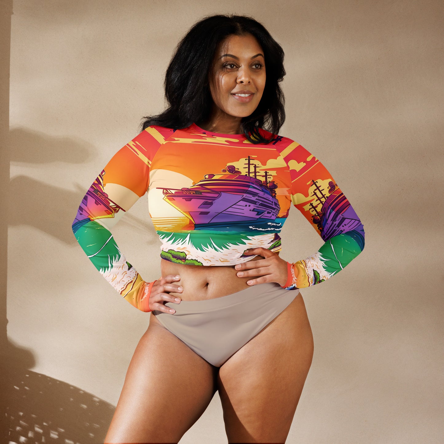 BEACH CRUISER Women's Long-Sleeve Crop Top