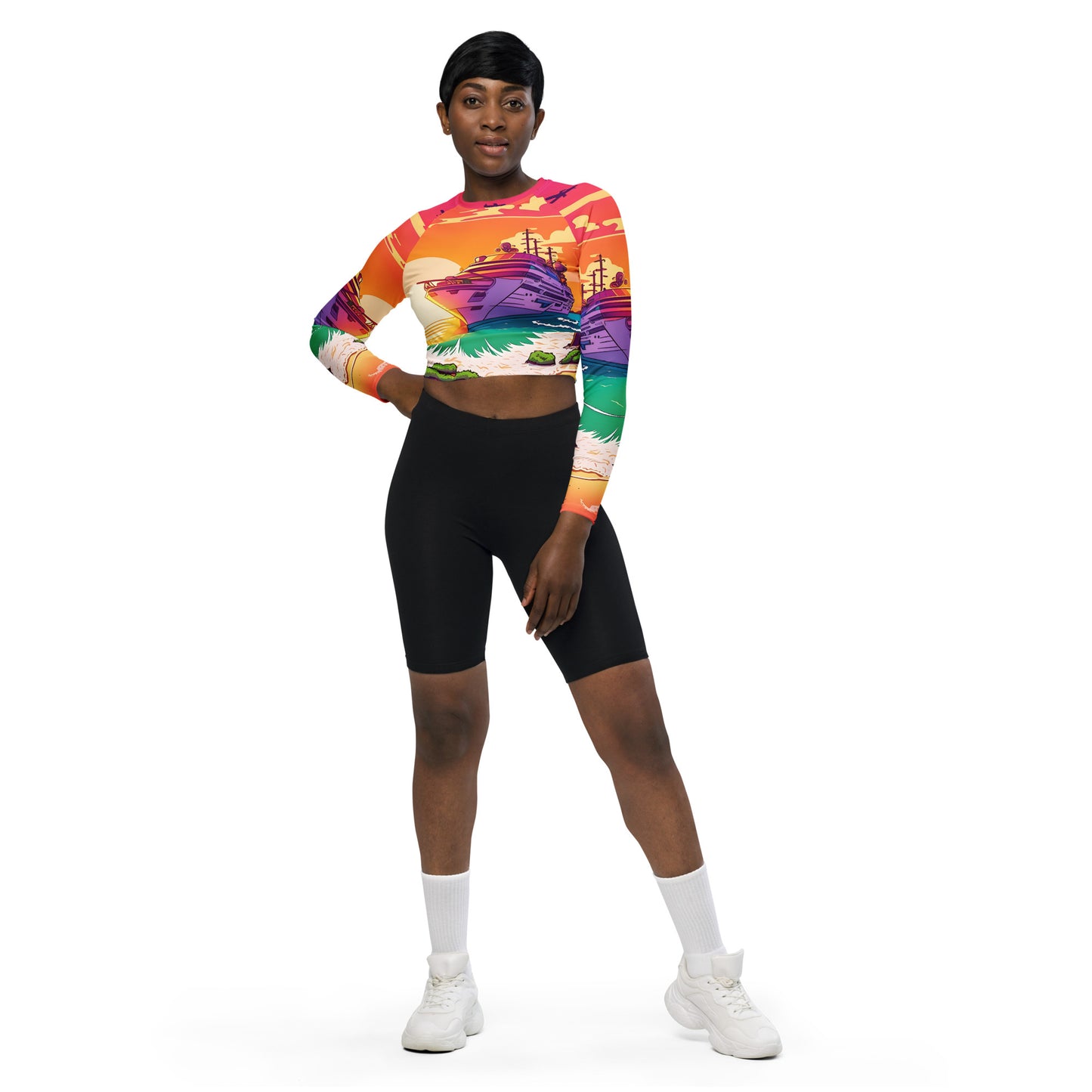 BEACH CRUISER Women's Long-Sleeve Crop Top
