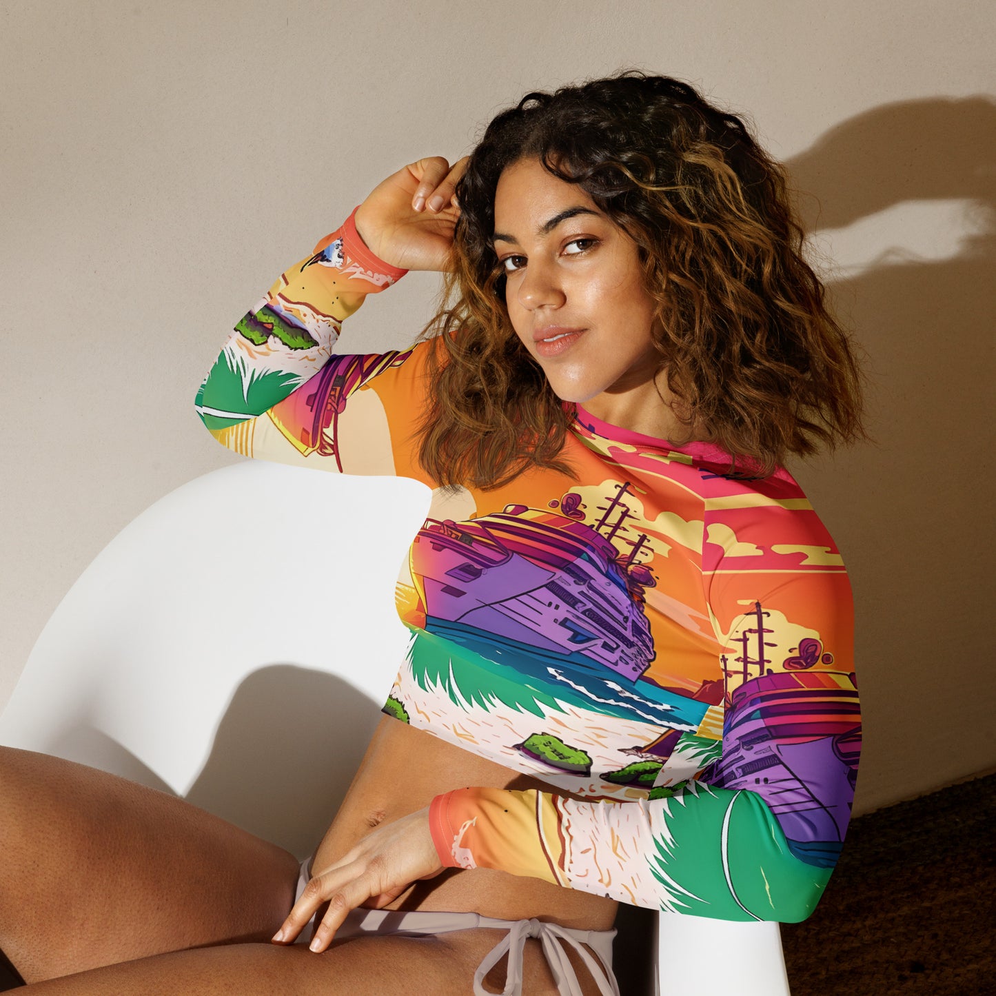 BEACH CRUISER Women's Long-Sleeve Crop Top