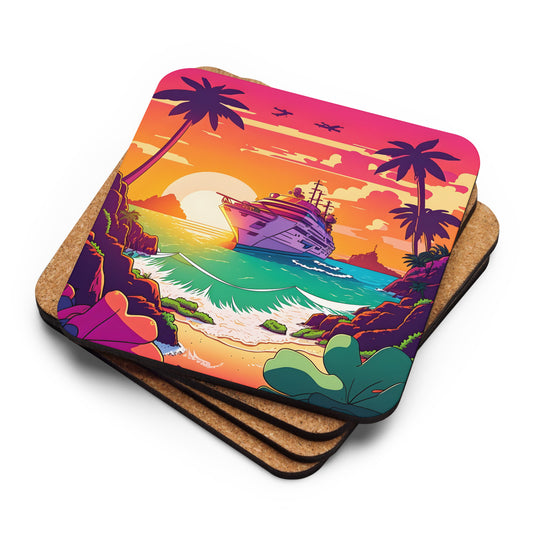 BEACH CRUISER Cork-Back Coaster