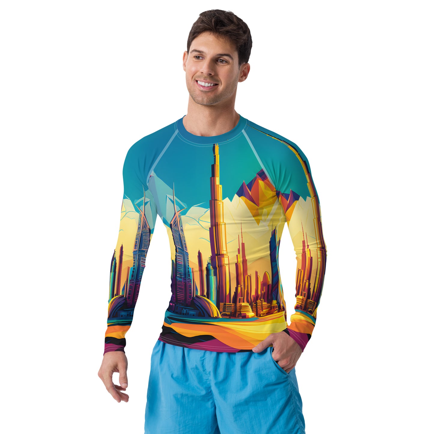 SKY SCRAPER #1 (Men's Long-Sleeve Rash Guard)