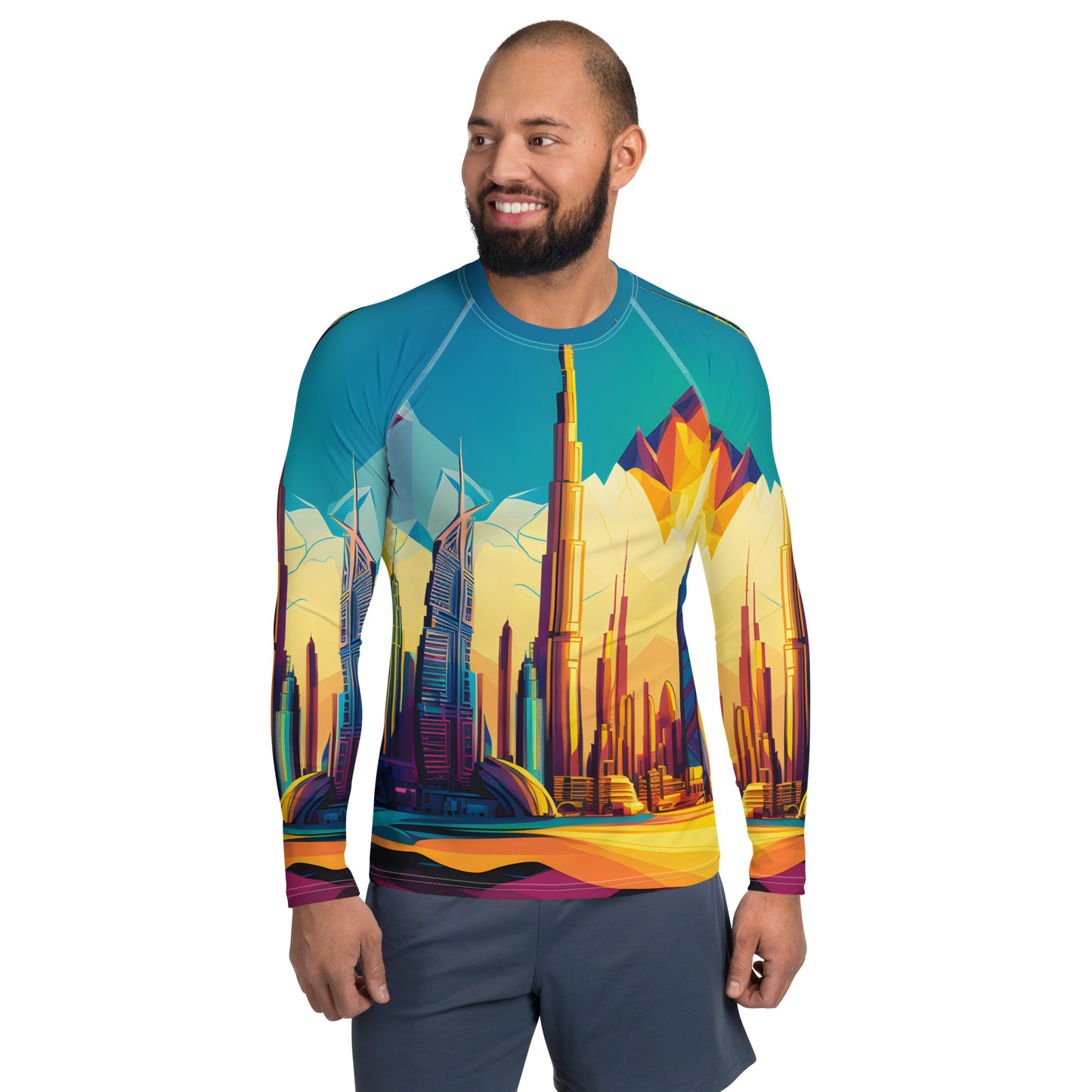 SKY SCRAPER #1 (Men's Long-Sleeve Rash Guard)