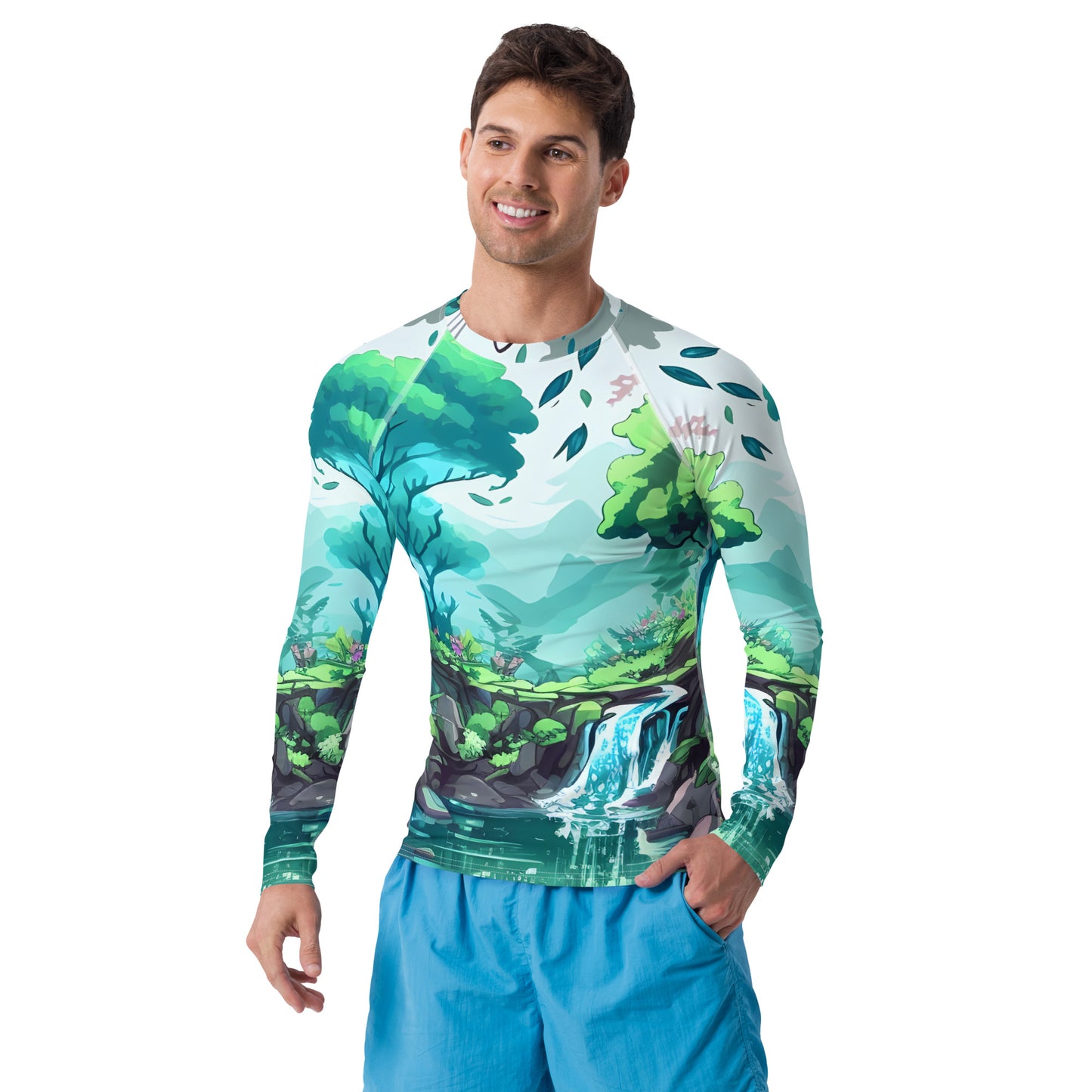 FOREST WALKER Men's Long-Sleeve Rash Guard