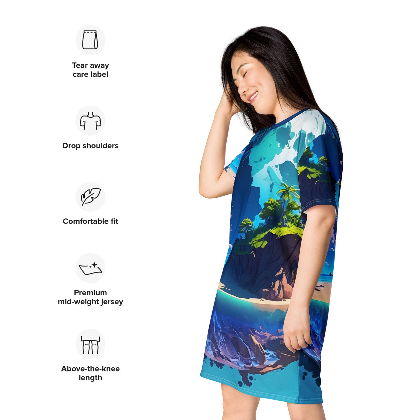 Women's T-Shirt Dress (VIVID DREAMER #1, Stylish, Durable and Comfy)