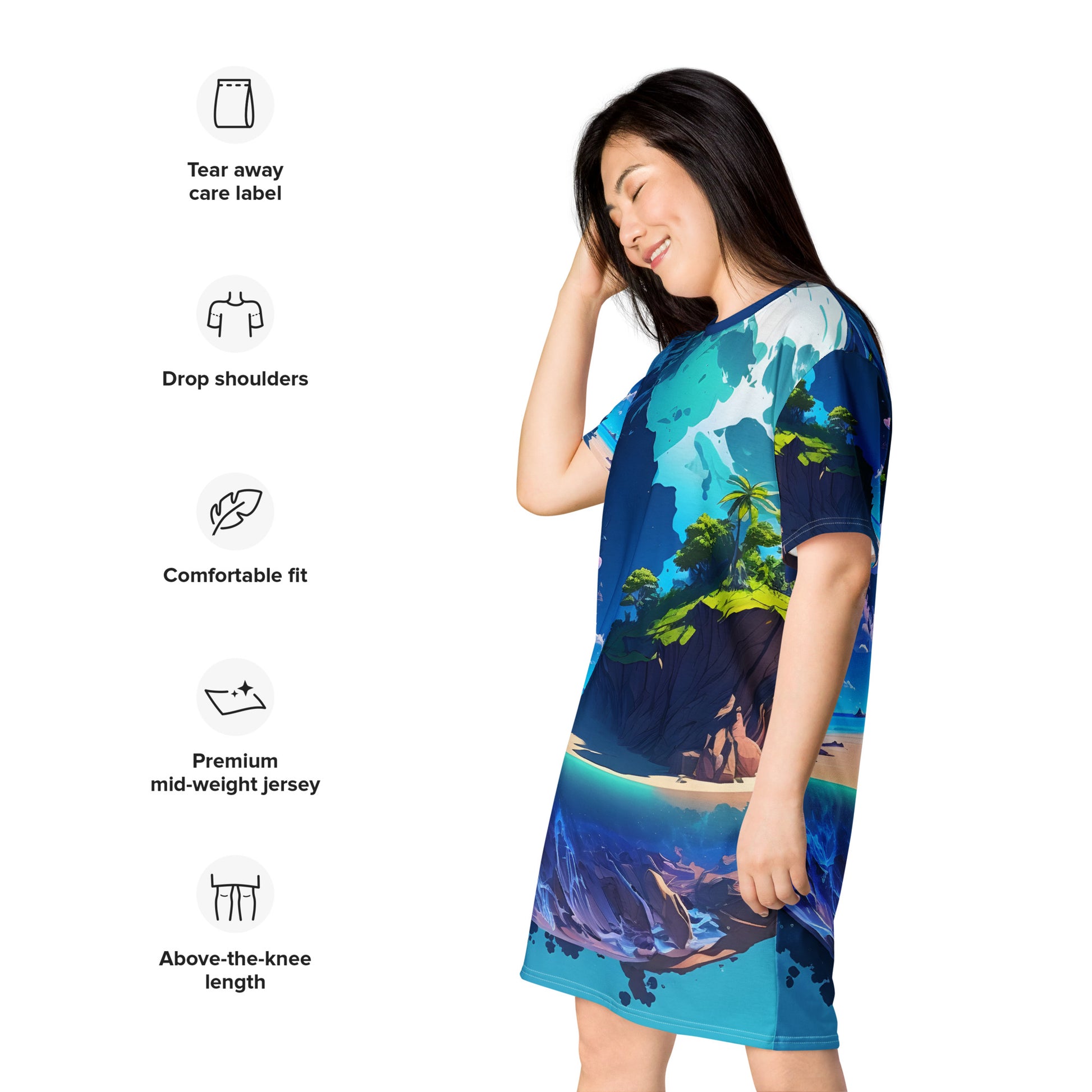 Women's T-Shirt Dress (VIVID DREAMER #1, Stylish, Durable and Comfy)