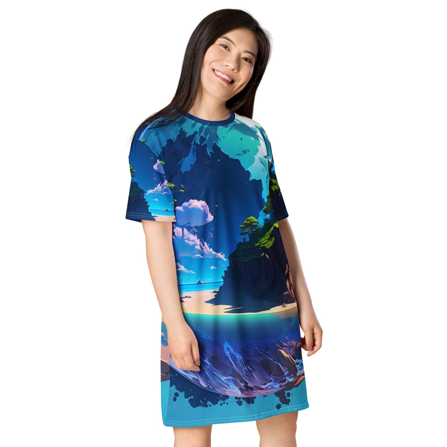 Women's T-Shirt Dress (VIVID DREAMER #1, Stylish, Durable and Comfy)