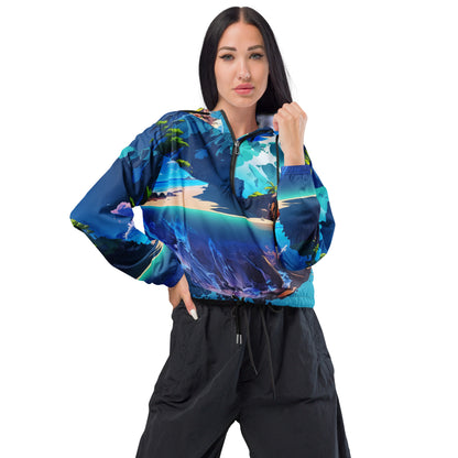 Cropped Windbreaker For Women (VIVID DREAMER #1, Durable and Comfy)