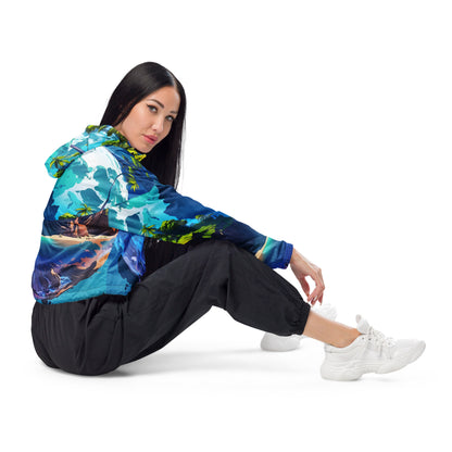 Cropped Windbreaker For Women (VIVID DREAMER #1, Durable and Comfy)