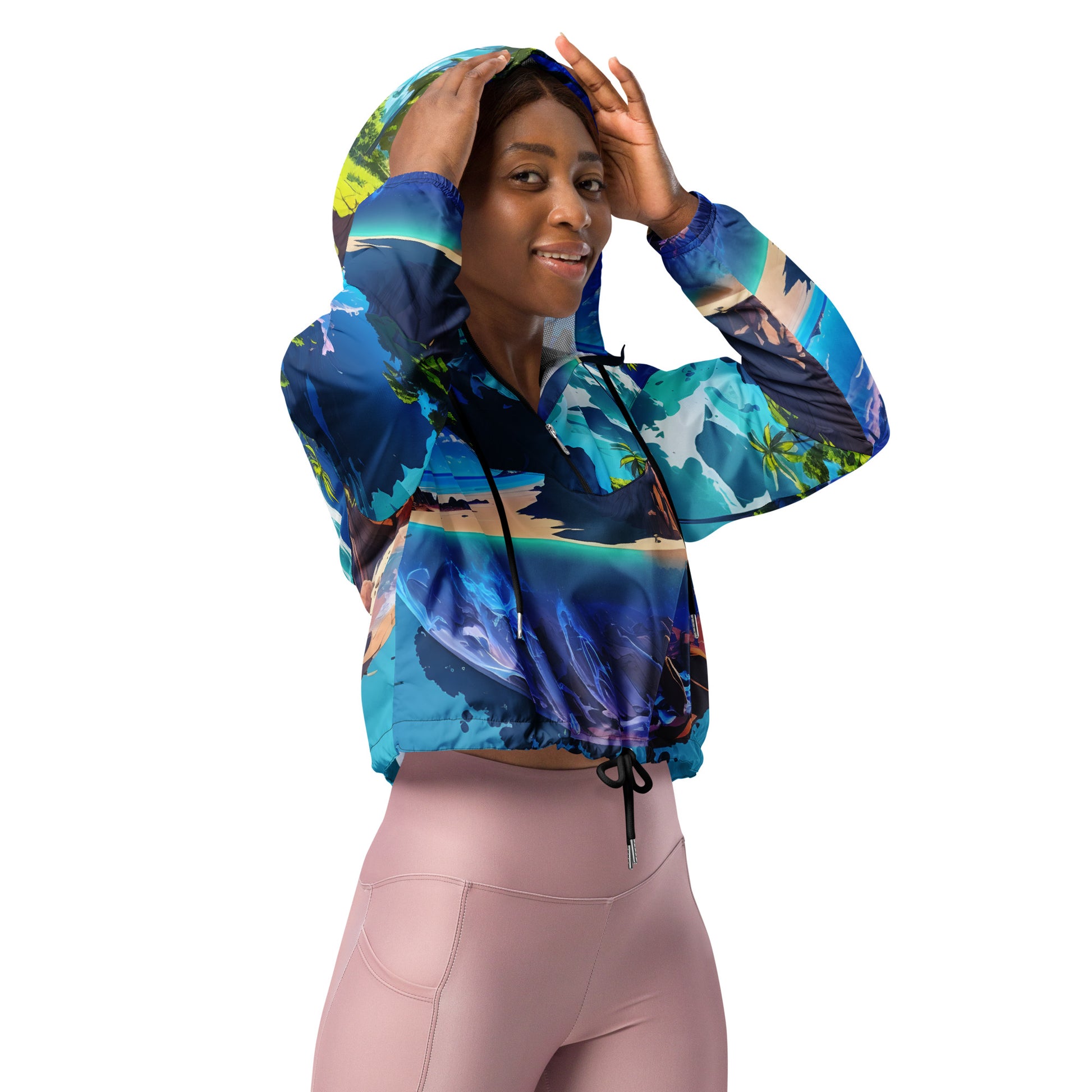 Cropped Windbreaker For Women (VIVID DREAMER #1, Durable and Comfy)