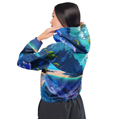 Cropped Windbreaker For Women (VIVID DREAMER #1, Durable and Comfy)