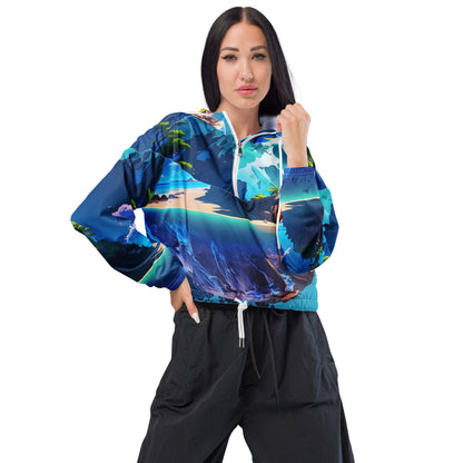 Cropped Windbreaker For Women (VIVID DREAMER #1, Durable and Comfy)