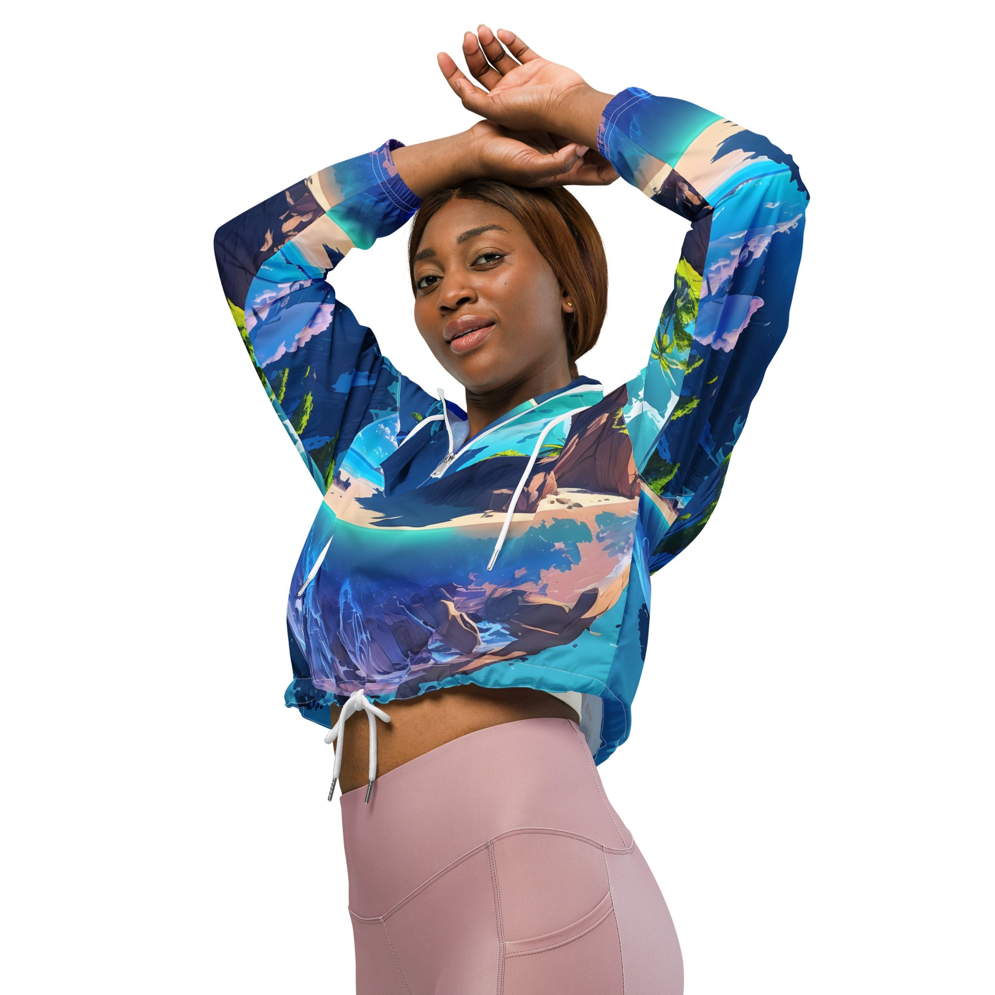 Cropped Windbreaker For Women (VIVID DREAMER #1, Durable and Comfy)