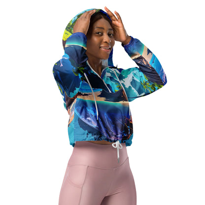 Cropped Windbreaker For Women (VIVID DREAMER #1, Durable and Comfy)