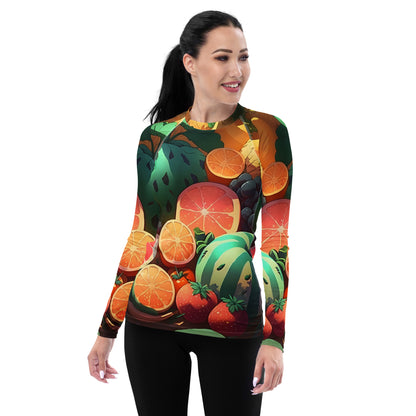 FRUITY VEGGIE #1 (Women's Long-Sleeve Rash Guard)