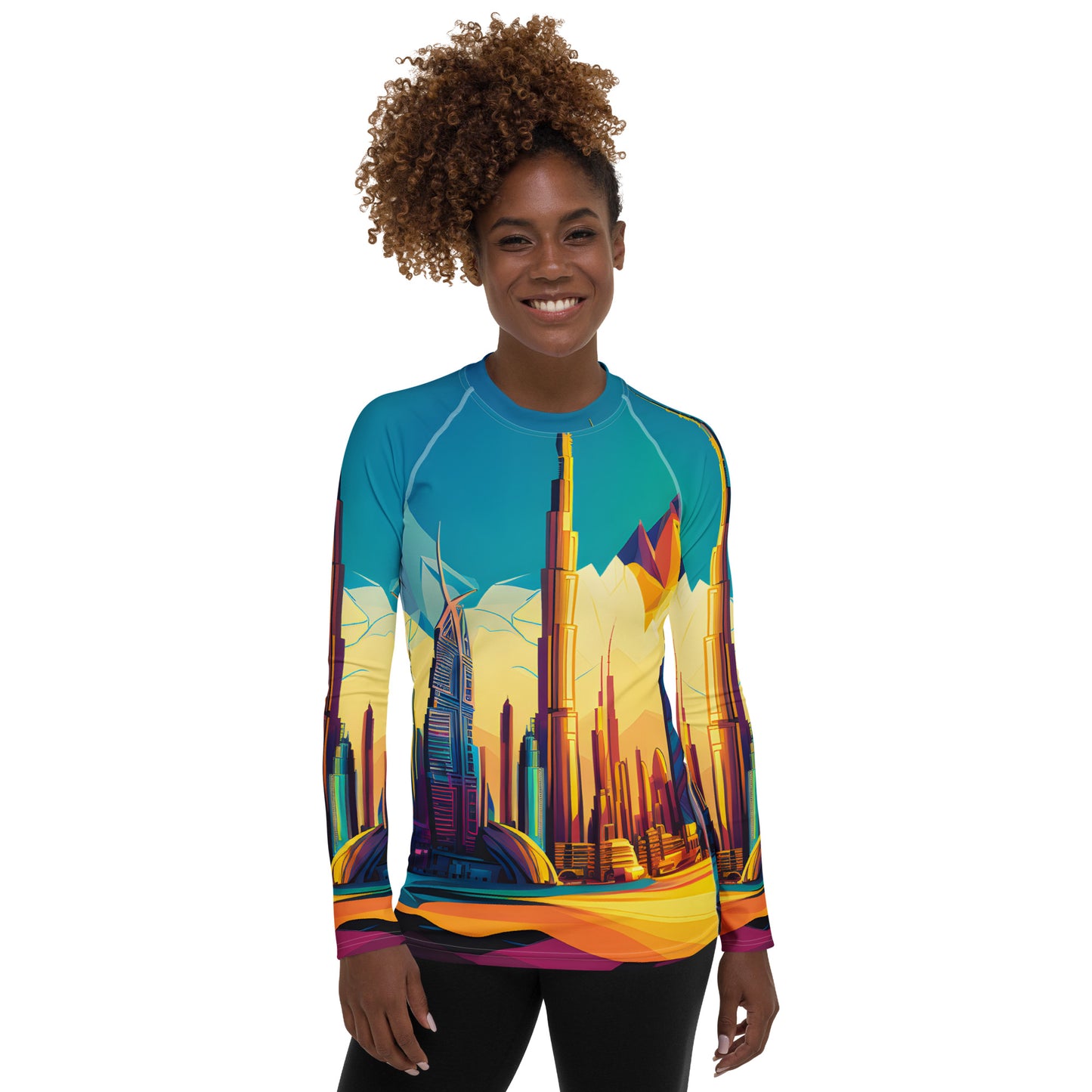 SKY SCRAPER #1 (Women's Long-Sleeve Rash Guard)