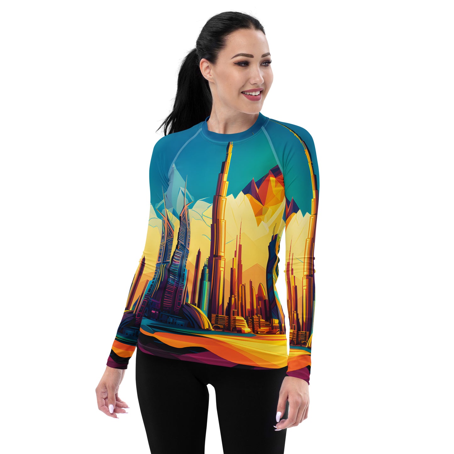 SKY SCRAPER #1 (Women's Long-Sleeve Rash Guard)