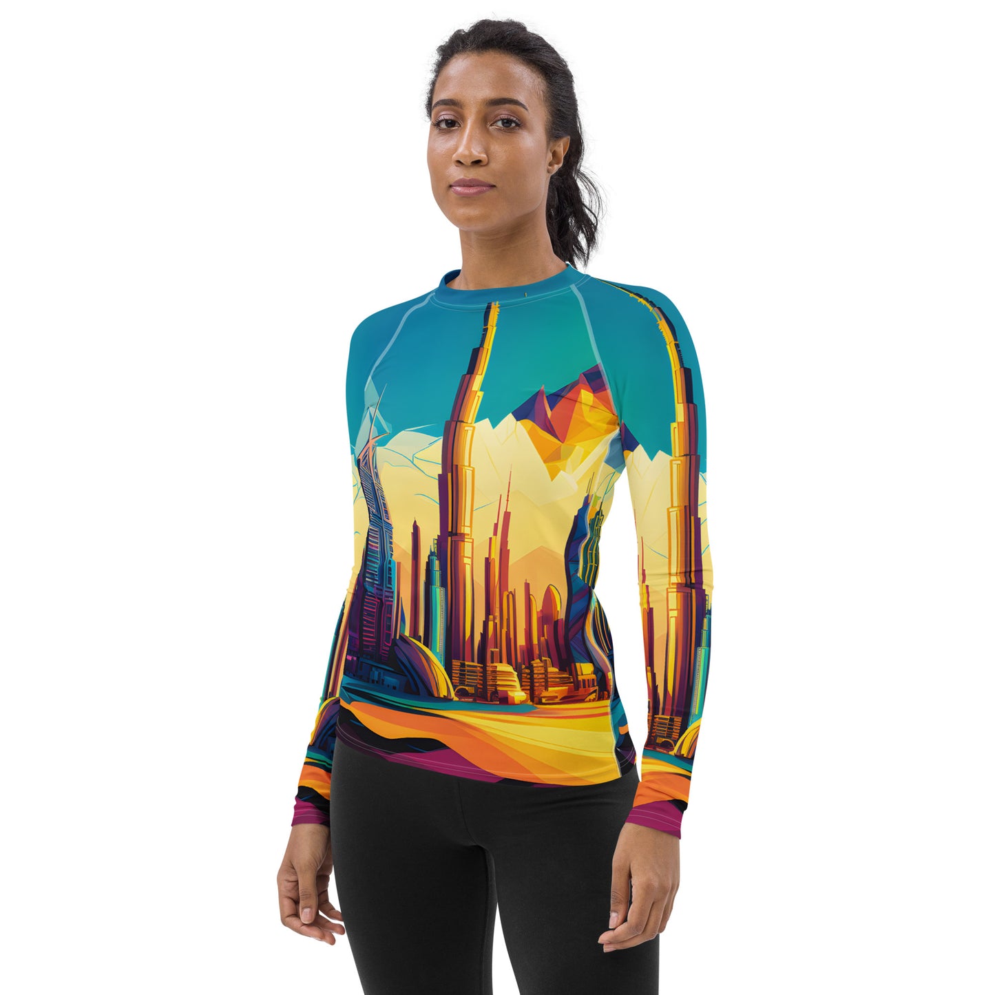 SKY SCRAPER #1 (Women's Long-Sleeve Rash Guard)