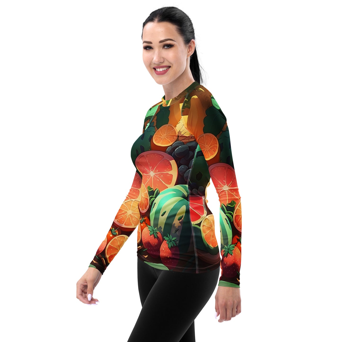 FRUITY VEGGIE #1 (Women's Long-Sleeve Rash Guard)