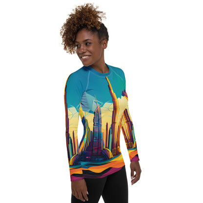 SKY SCRAPER #1 (Women's Long-Sleeve Rash Guard)