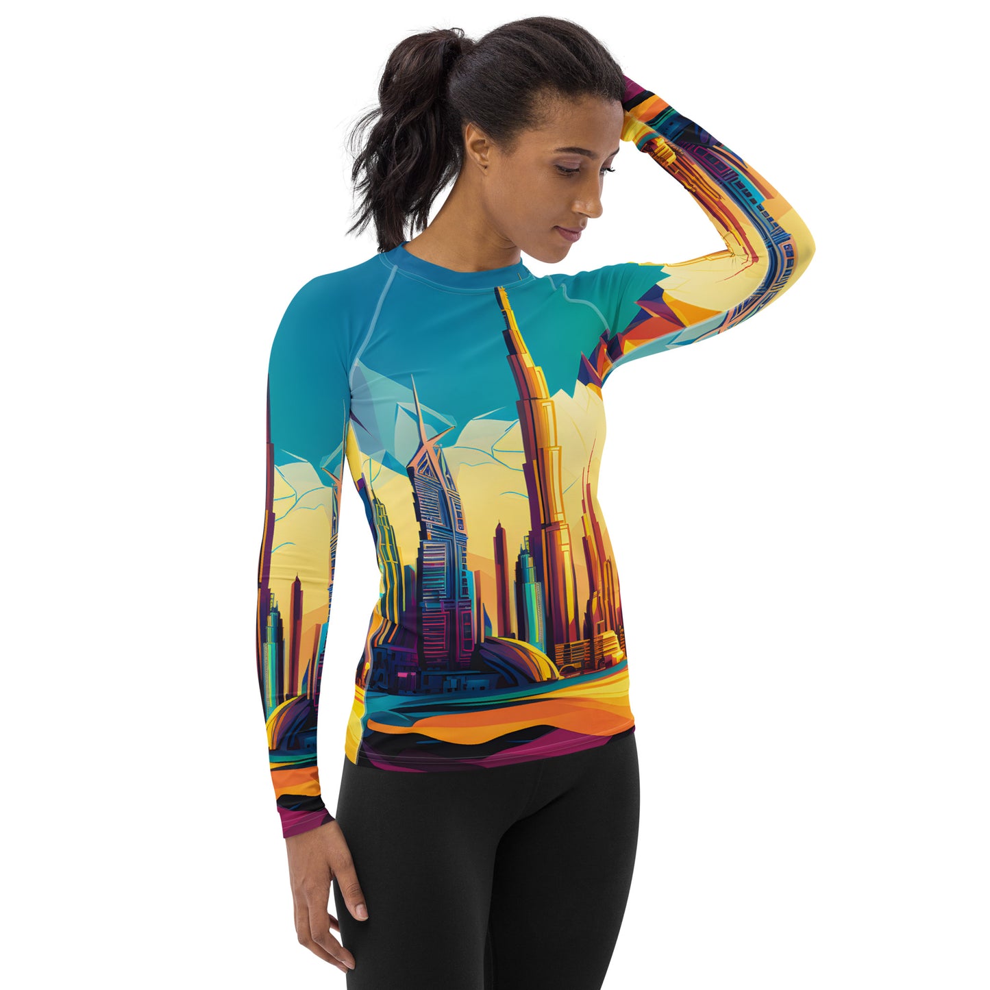 SKY SCRAPER #1 (Women's Long-Sleeve Rash Guard)