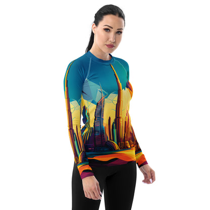 SKY SCRAPER #1 (Women's Long-Sleeve Rash Guard)